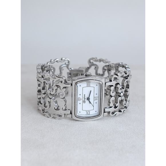 Brighton Summer Love Watch Silver Plated Lacy Filigree Band 7.5" 1" Works Fold - Picture 1 of 10